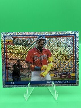 Topps Chrome Braves Red Jersey Ronald Acuna Jr. SILVER REFRACTOR Trading Card